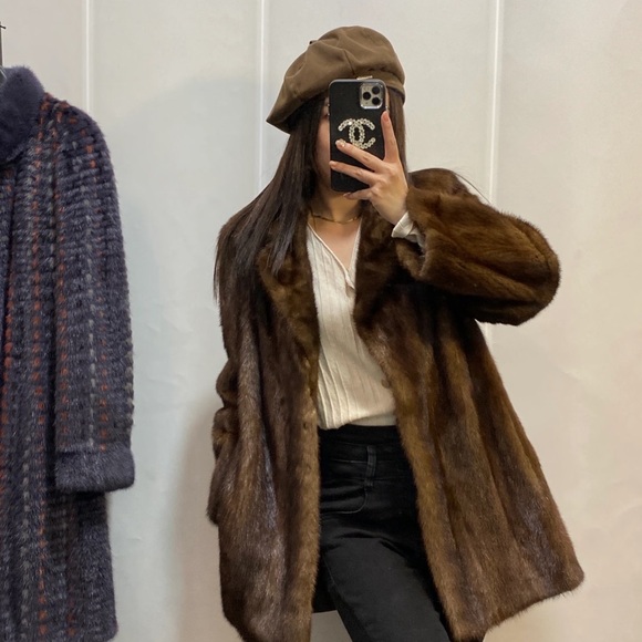 Oodd Jackets & Blazers - Elegant Brown 100% Real female mink Fur Coat